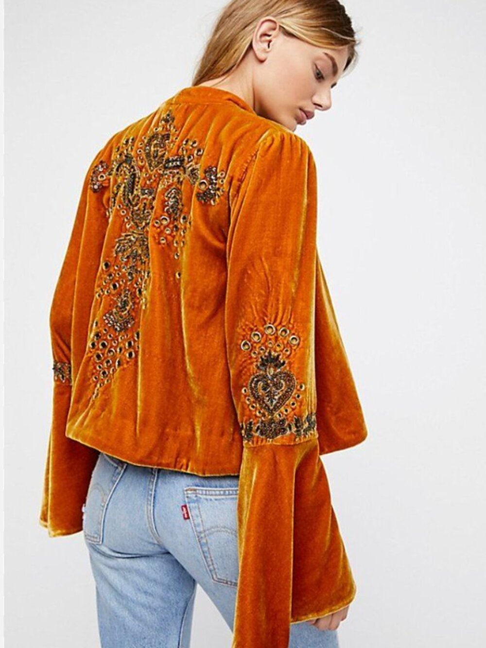 ✨ Free People Sacred Heart Embellished Velvet Studded Jacket ✨ Small RARE!